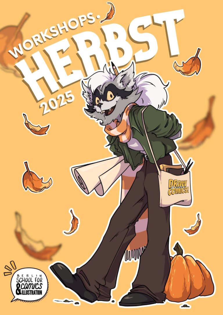 Herbstworkshops Flyerdesign für Berlin School für Comics and Illustration